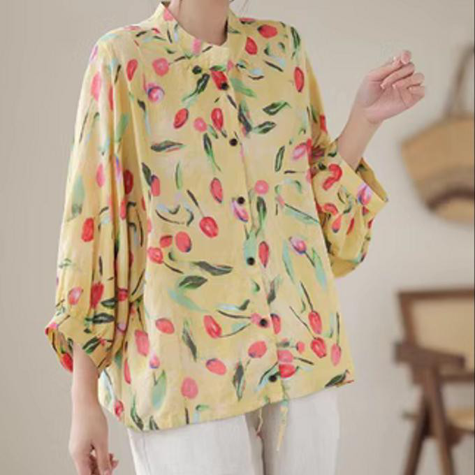 2024早秋シャツ おしゃれ やせて見える カジュアル リネンシャツ