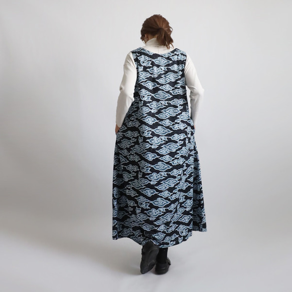 ＊ラスト１ 　最終ＳＡＬＥ　１２５ｃｍ　和オリエンタル雲流模様　ロング　ワンピース　ジャンパースカートゆったりG85 11枚目の画像