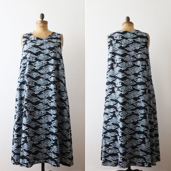 ＊ラスト１ 　最終ＳＡＬＥ　１２５ｃｍ　和オリエンタル雲流模様　ロング　ワンピース　ジャンパースカートゆったりG85 13枚目の画像