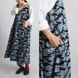 ＊ラスト１ 　最終ＳＡＬＥ　１２５ｃｍ　和オリエンタル雲流模様　ロング　ワンピース　ジャンパースカートゆったりG85 2枚目の画像