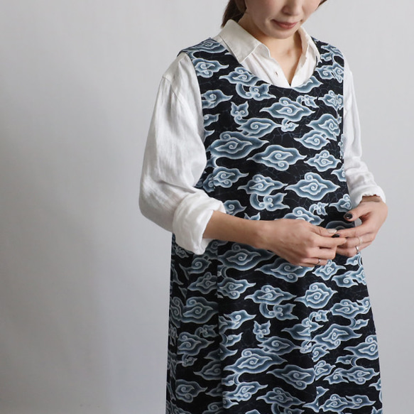 ＊ラスト１ 　最終ＳＡＬＥ　１２５ｃｍ　和オリエンタル雲流模様　ロング　ワンピース　ジャンパースカートゆったりG85 4枚目の画像