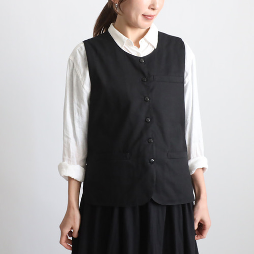 高級コットン ベスト ジレ ハンドメイド ラスト2 最終SALE コットンチノ生地 裏地付 ポケット付