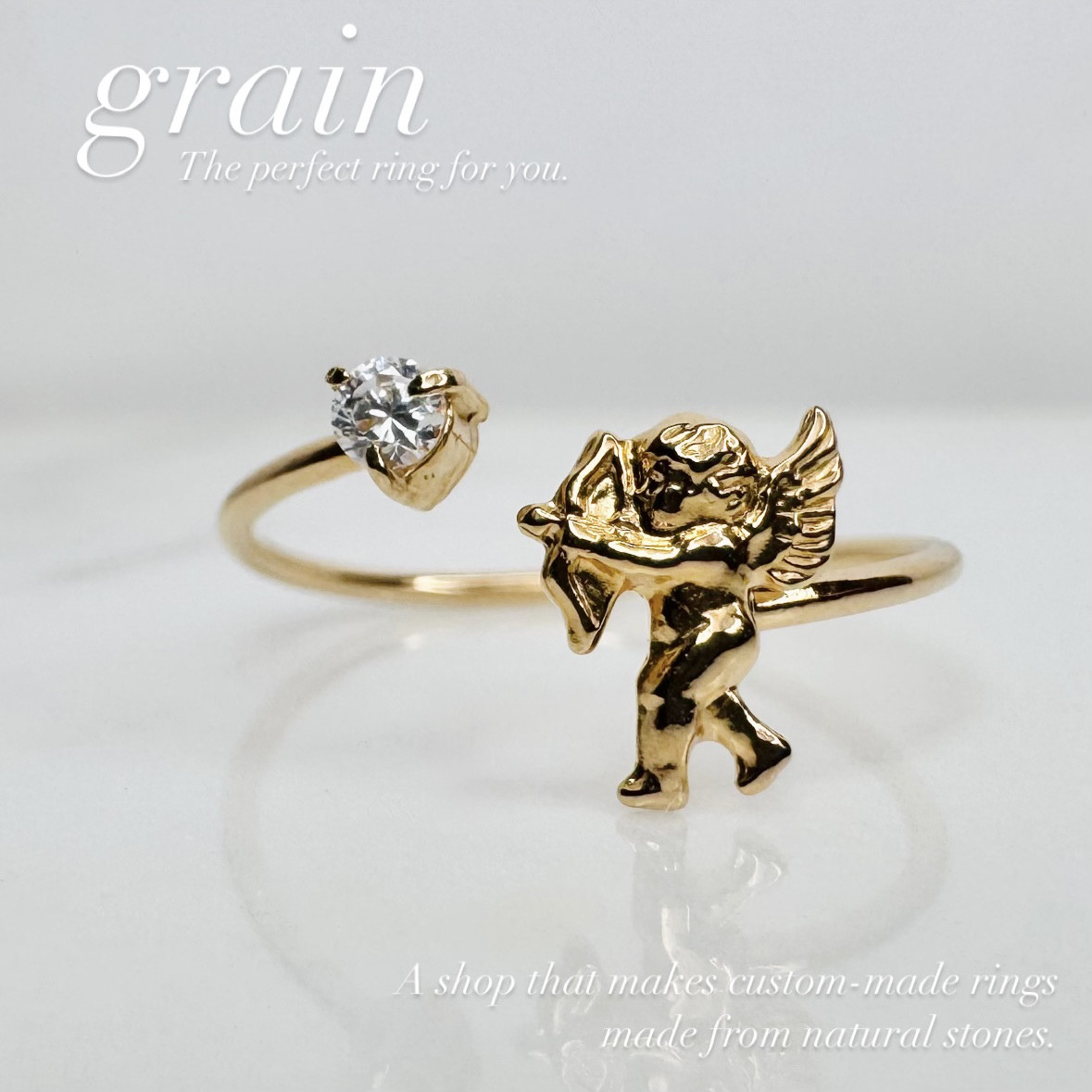 エンジェルリング　ハンドメイド風 選べる天然石のエンジェルリング 指輪・リング grain 通販 18611300