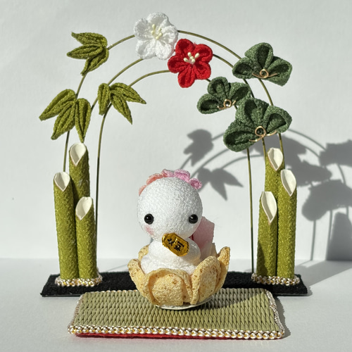 3点セット】巳と門松と畳 新年 干支 つまみ細工 ちりめん細工 2025年の