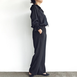 「ワケありな逸品R-12」フォーマルにも♪ ダブルラッフルカラーブラウス（ブラック） 7枚目の画像