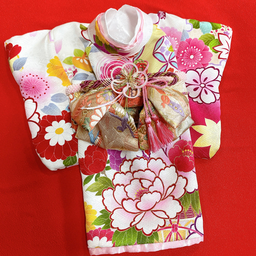 わんこピンク系 花柄 振袖 着物 犬の着物✨犬用本格振袖 正絹 白×ピンク 犬服 ペット服
