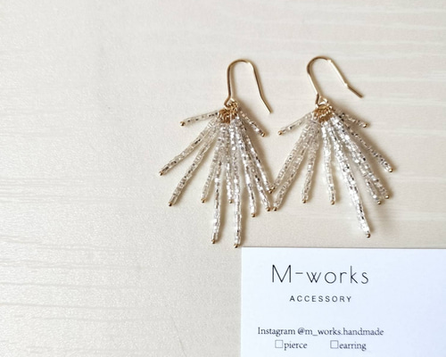 ふっちページ／イヤリング６点 czech vintage beads*フリンジ∴ピアス▣イヤリング ピアス