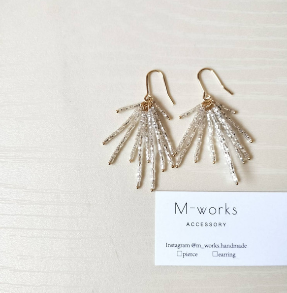 切子 の クリスタル ピアス 【natural】 ピアス（フック