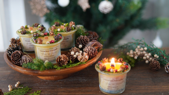 希少ミツロウの木の実のプチグラスキャンドル✨花の香 数量限定