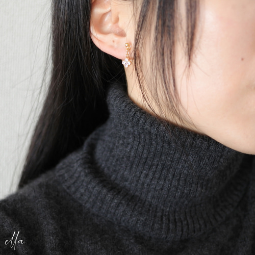 フラワー 花 四つ葉 クローバー ゴールドフィルド 14kgf ジルコニア