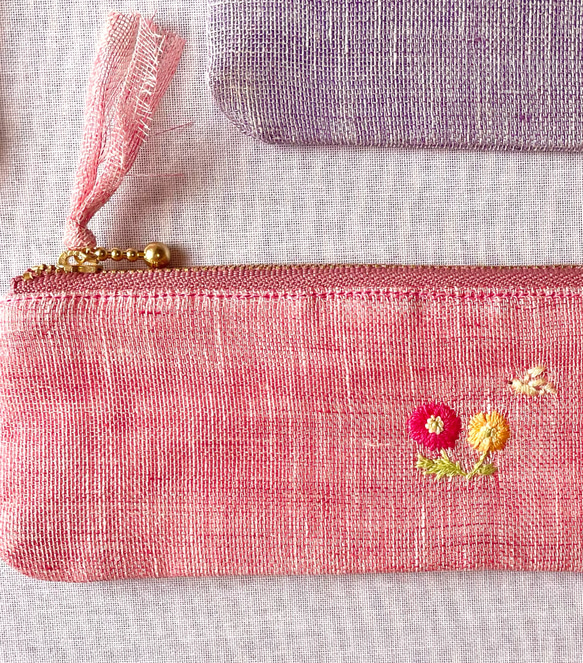 花彩り-小鳥とお花刺繍リネンペンケース(チューリップ•ガーベラ•ラベンダー•ネモフィラ•すずらん•ひまわり•たんぽぽ 8枚目の画像