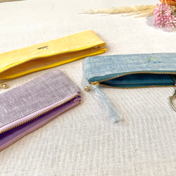 花彩り-小鳥とお花刺繍リネンペンケース(チューリップ•ガーベラ•ラベンダー•ネモフィラ•すずらん•ひまわり•たんぽぽ 5枚目の画像