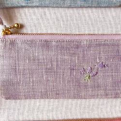 花彩り-小鳥とお花刺繍リネンペンケース(チューリップ•ガーベラ•ラベンダー•ネモフィラ•すずらん•ひまわり•たんぽぽ 9枚目の画像