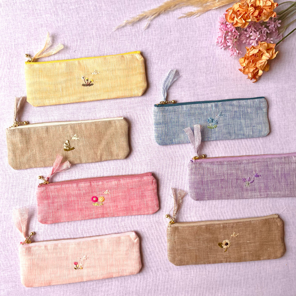 かみゆら様専用 ＊手刺繍＊動物たちの花火大会 ポーチとペン