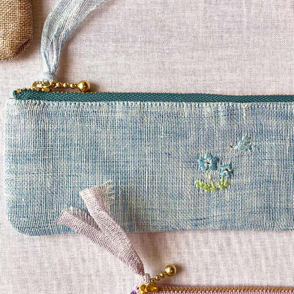 花彩り-小鳥とお花刺繍リネンペンケース(チューリップ•ガーベラ•ラベンダー•ネモフィラ•すずらん•ひまわり•たんぽぽ 10枚目の画像