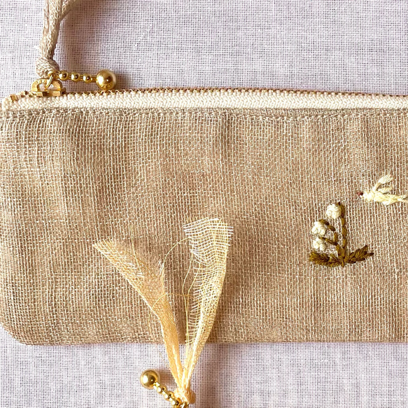 花彩り-小鳥とお花刺繍リネンペンケース(チューリップ•ガーベラ•ラベンダー•ネモフィラ•すずらん•ひまわり•たんぽぽ 11枚目の画像