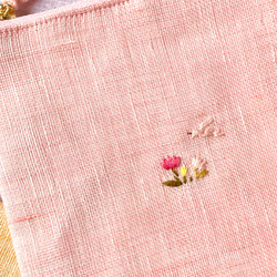 花彩り-小鳥とお花刺繍リネンフラットポーチ(チューリップ•ガーベラ•ラベンダー•ネモフィラ•すずらん•向日葵•たんぽぽ 10枚目の画像