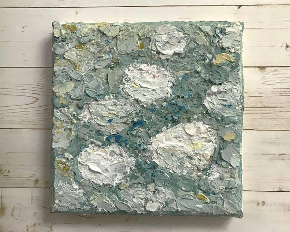 【国内配送】 原画 テクスチャ 手描き アクリル画 18㎝角 Moonflower バラ 絵画