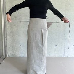 肩紐エプロン | コットン100% ・エプロンワンピース・ラップスカート（キナリ/グレー/ネイビー）受注制作 12枚目の画像