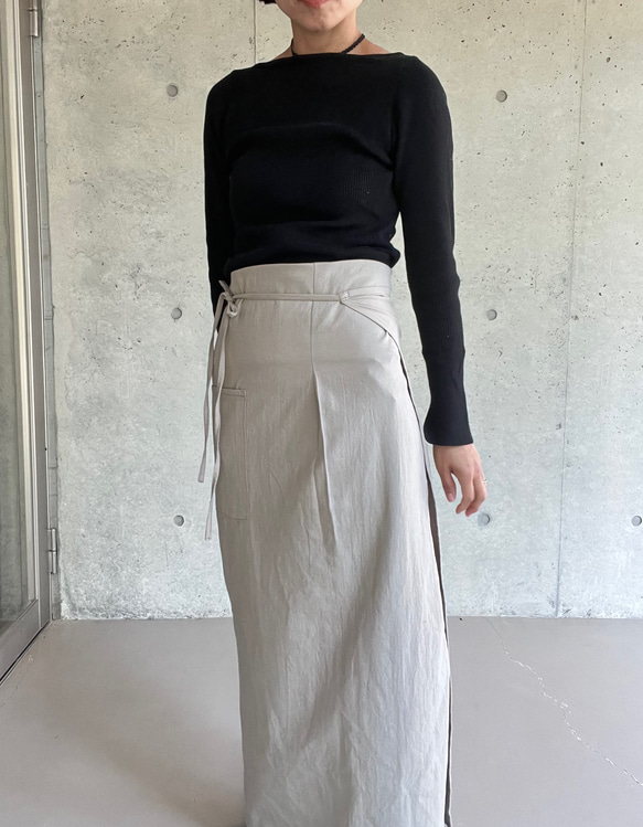 肩紐エプロン | コットン100% ・エプロンワンピース・ラップスカート（キナリ/グレー/ネイビー）受注制作 17枚目の画像