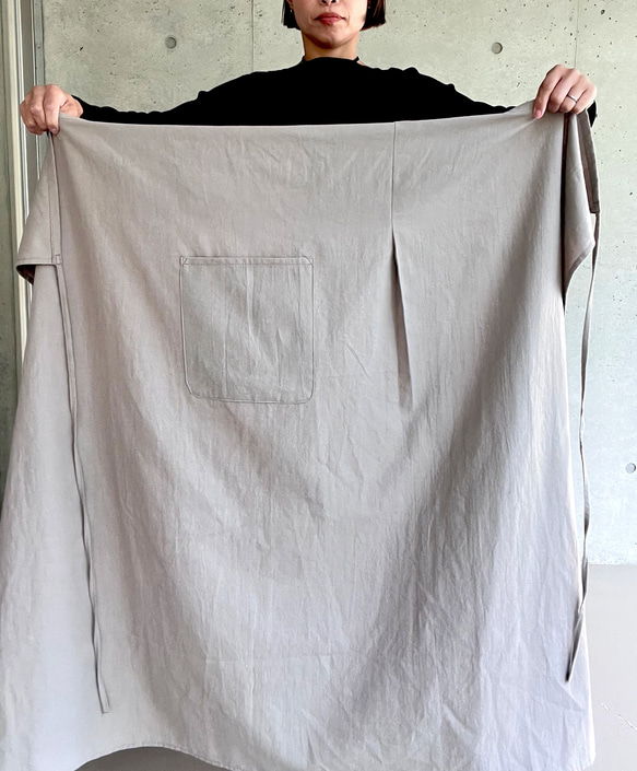 肩紐エプロン | コットン100% ・エプロンワンピース・ラップスカート（キナリ/グレー/ネイビー）受注制作 11枚目の画像