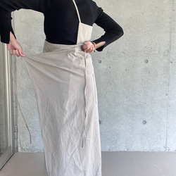 肩紐エプロン | コットン100% ・エプロンワンピース・ラップスカート（キナリ/グレー/ネイビー）受注制作 10枚目の画像