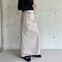 肩紐エプロン | コットン100% ・エプロンワンピース・ラップスカート（キナリ/グレー/ネイビー）受注制作 15枚目の画像