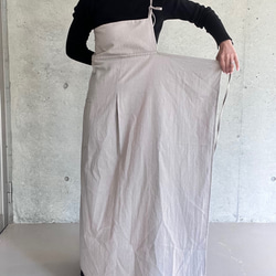 肩紐エプロン | コットン100% ・エプロンワンピース・ラップスカート（キナリ/グレー/ネイビー）受注制作 9枚目の画像