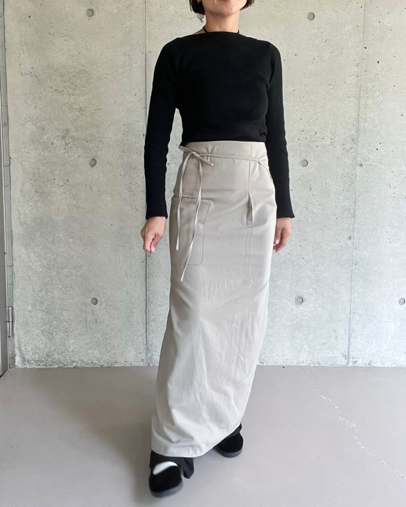 肩紐エプロン | コットン100% ・エプロンワンピース・ラップスカート（キナリ/グレー/ネイビー）受注制作 13枚目の画像