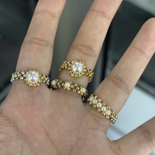 パールリング K18 新品 指輪・リング Aurora Jewelry 通販｜Creema 