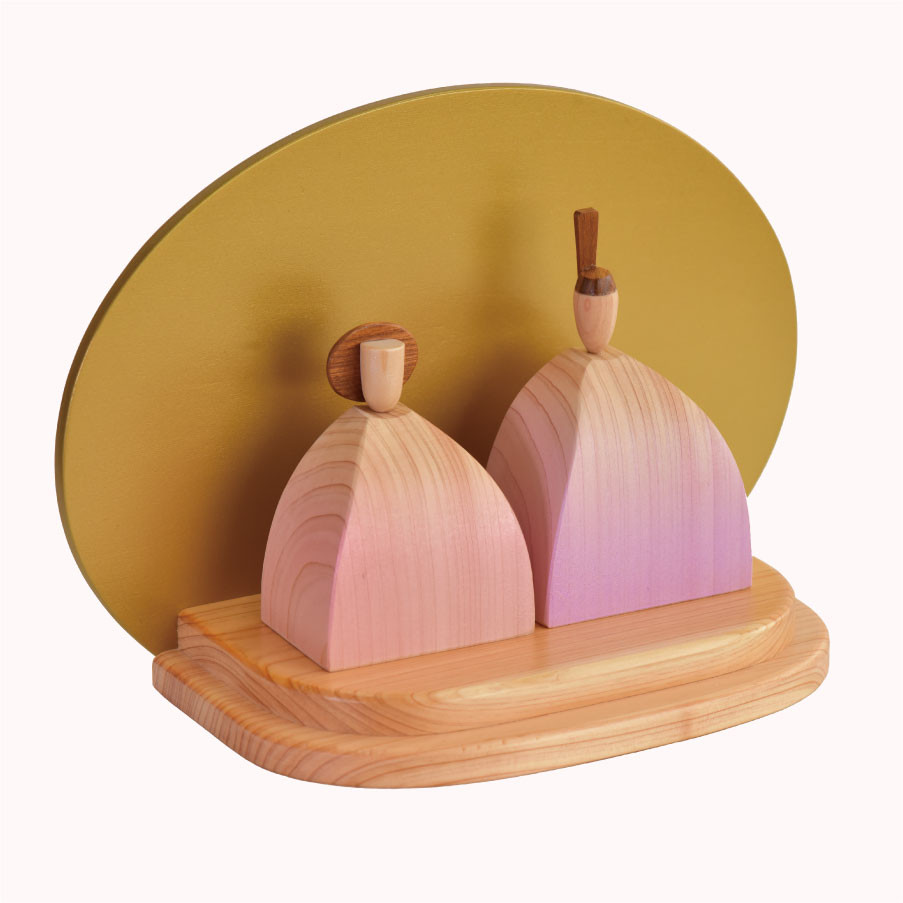 木製・雛人形・親王飾り・お雛さま・寄添いⅥ・ひな祭り・熊本県産材ひのき　(品番001-1200)