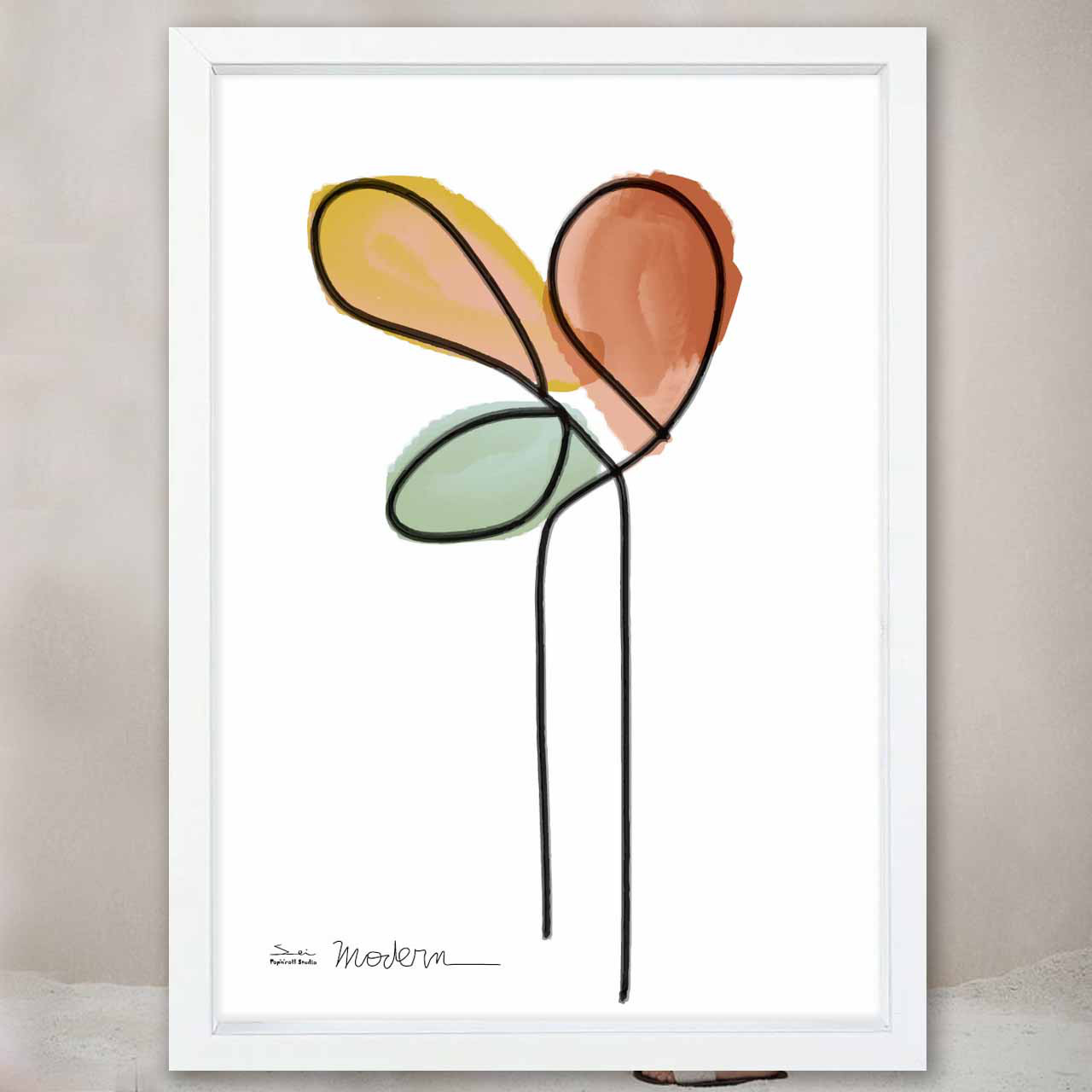 Modern　花　お気に入り8000件突破　イラスト　ポスター　A4〜A1　アート  アートポスター　3240