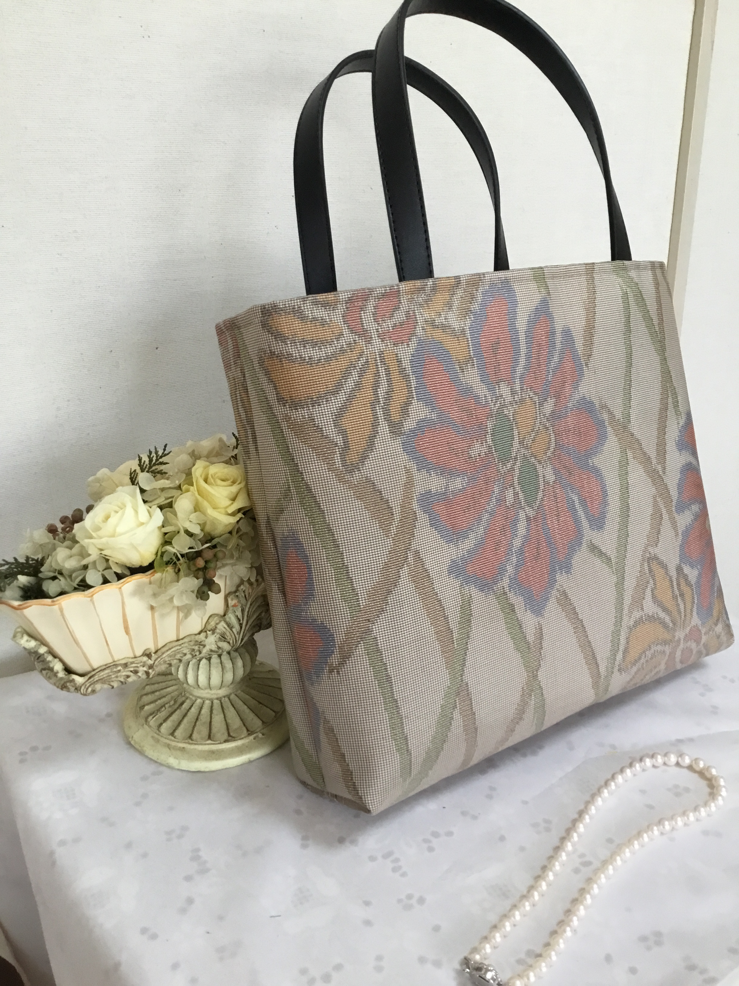 花ぷらら・オリジナル・洋服でも着物でも使える・ハンドメイド・リメイク・大島紬・カバン・トートバッグ・お洒落・280