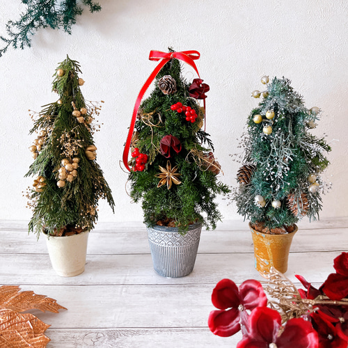 レッドリボンとスパイスのクラシックミニツリー クリスマスツリー