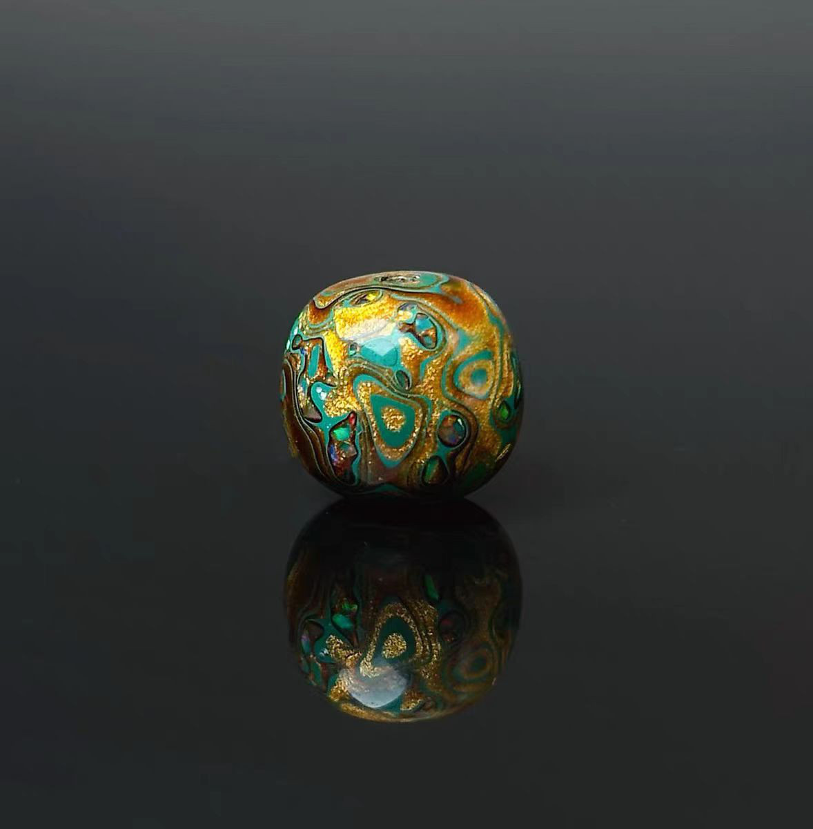 ハンドメイド ブレスレット バングル 漆器 漆塗り リストバンド 古代の技術 黒檀 オパール 金箔 誕生日 周年記念日