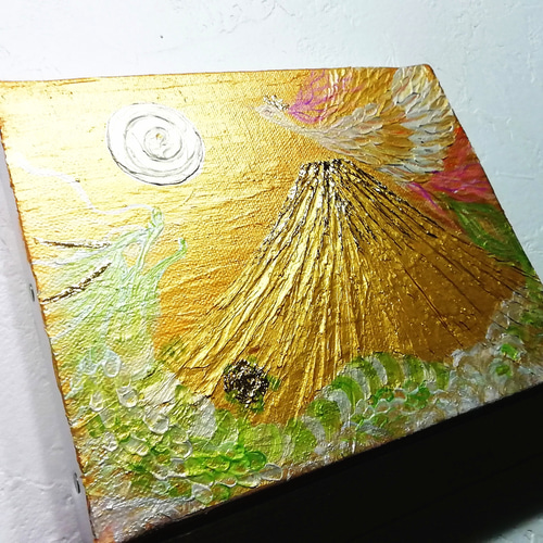 風水最強黄金絵画＊龍と鳳凰 黄金富士 巳陽渦 日の出金富士 出世