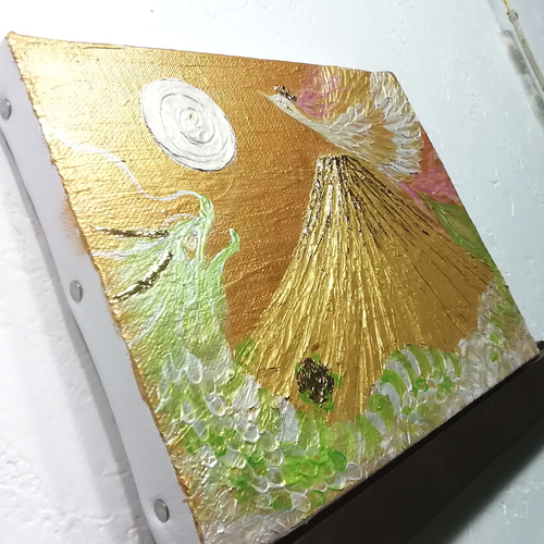 風水最強黄金絵画＊龍と鳳凰 黄金富士 巳陽渦 日の出金富士 出世
