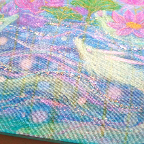 額付 黄金波動 風水開運絵画＊プリズム黄金の増幅光樹〜虹 招財