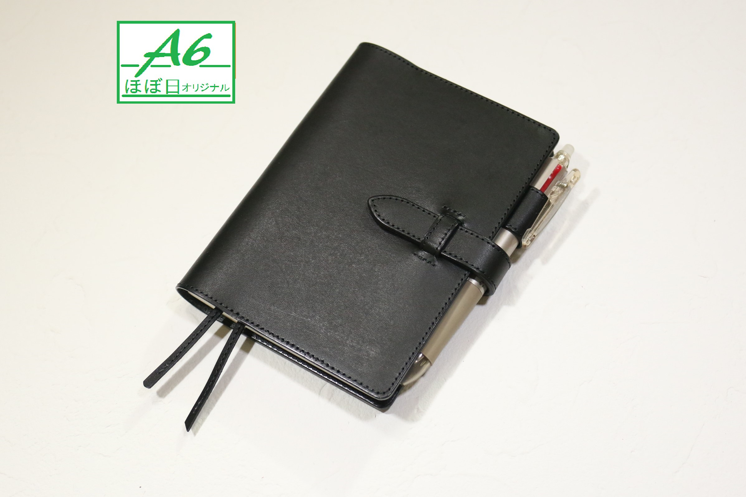 手帳カバー(A6/ほぼ日)栃木レザー ブラック オイルヌメ革 T728