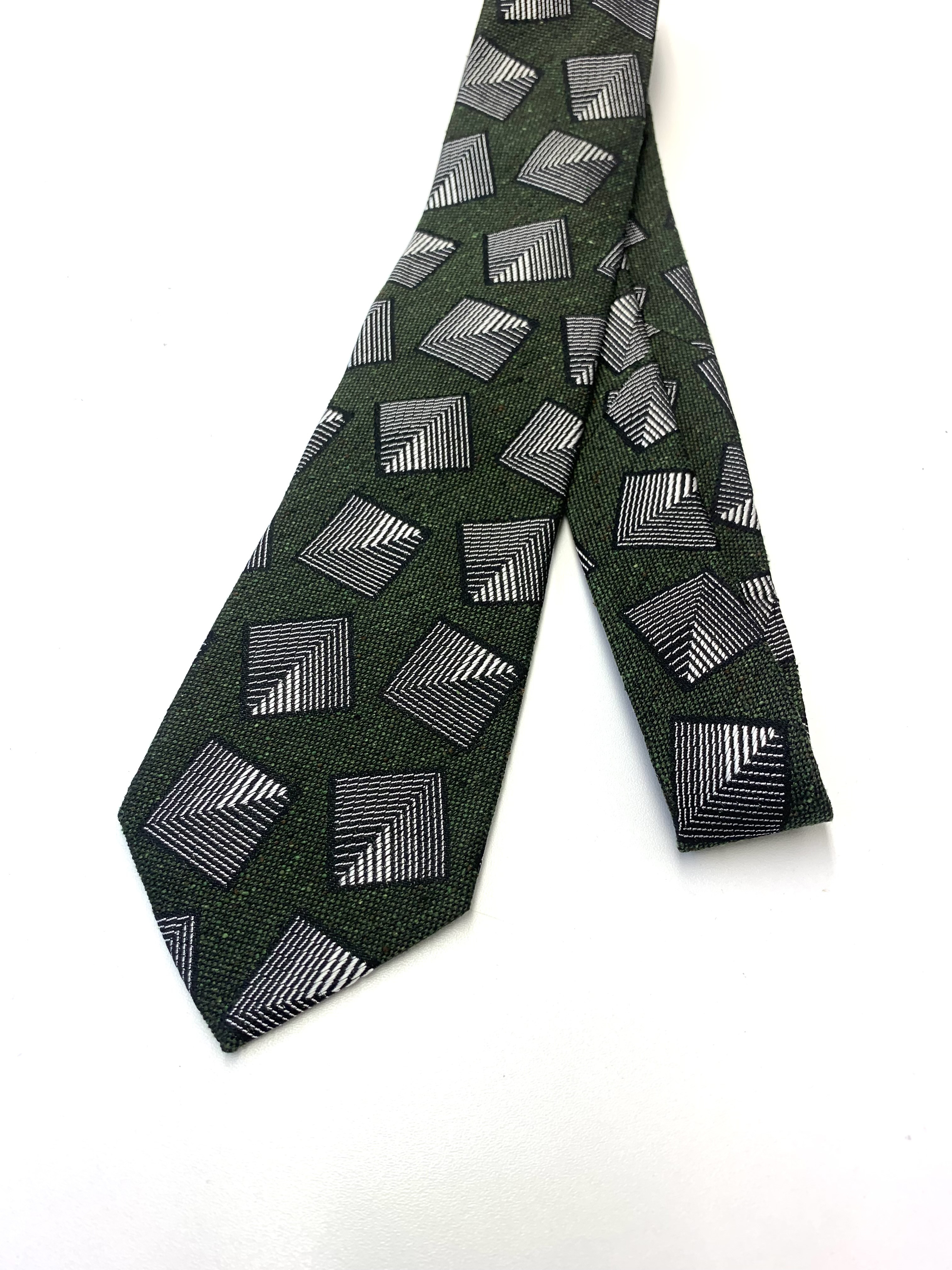ネクタイ　シルク　ジオメトリックメダリオン　グリーン