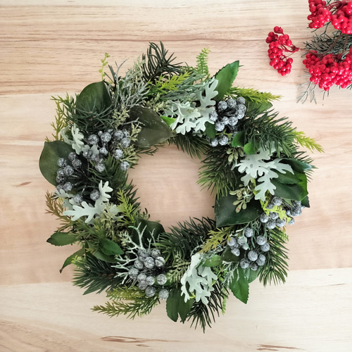 針葉樹のグリーンリース／クリスマスリース／玄関リース／新作