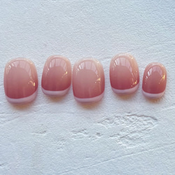 ピンクマグネットネイル、リボン、フレンチ、ホワイトグレー 、ネイル