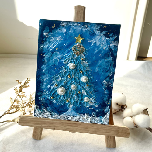 テクスチャーアートの壁掛けクリスマスツリー 絵画 Yuka.baco 通販