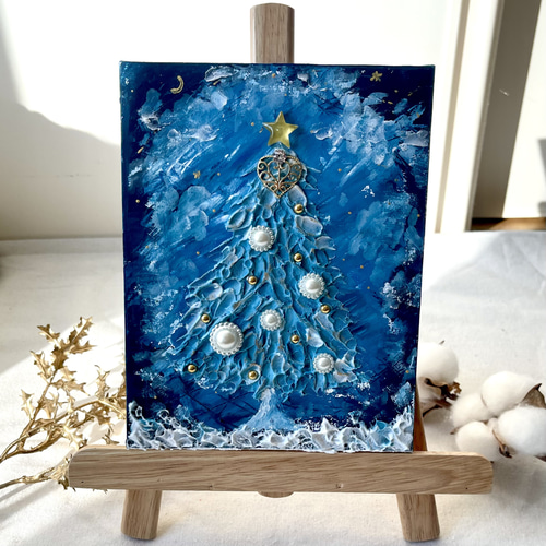 テクスチャーアートの壁掛けクリスマスツリー 絵画 Yuka.baco 通販