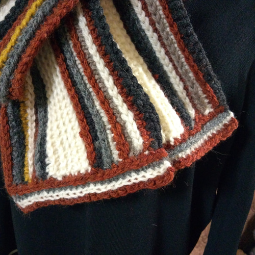 即日発送】#ストライプマフラー#ロングマフラー#くすみアンティーク調