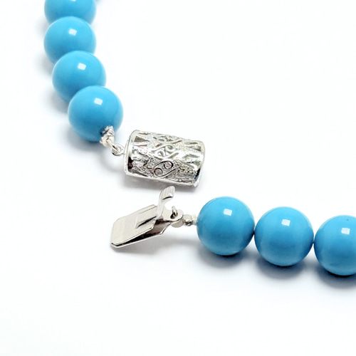 ラス1 10mm sv925 ターコイズ/トルコ石 シルバー ネックレス - 一連