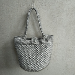 ☆スズランテープ トートバッグ シルバー☆ 大きめトートバッグ スズランテープバッグ シルバーバッグ 大きい 銀