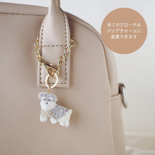 ひつじのブローチ / バッグチャーム ✴︎ 刺繍 ビーズ ブローチ kei