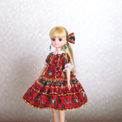リカちゃんのお洋服＊＊クリスマス＊のワンピース＊りぼん＊ドール服