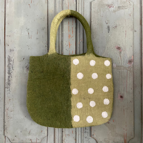 SALE! 羊毛 フェルト ドット バッグ トートバッグ ハンドメイド トート